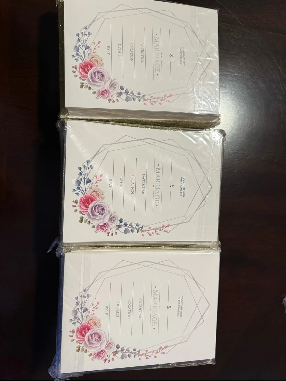 Wedding Invitation Cards with Pink Floral Design